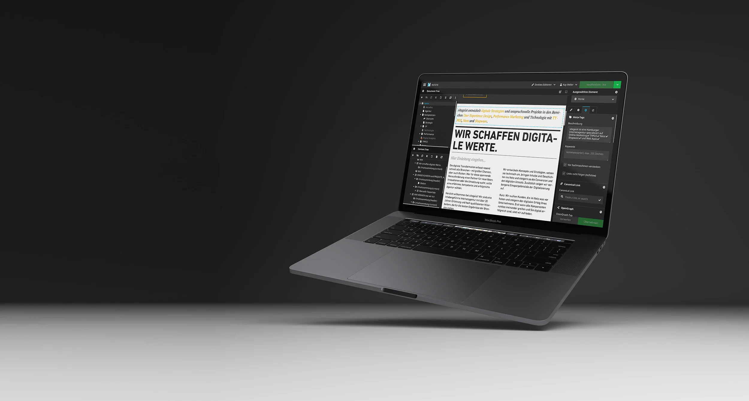 Laptop mit eingeschaltetem Bildschirm