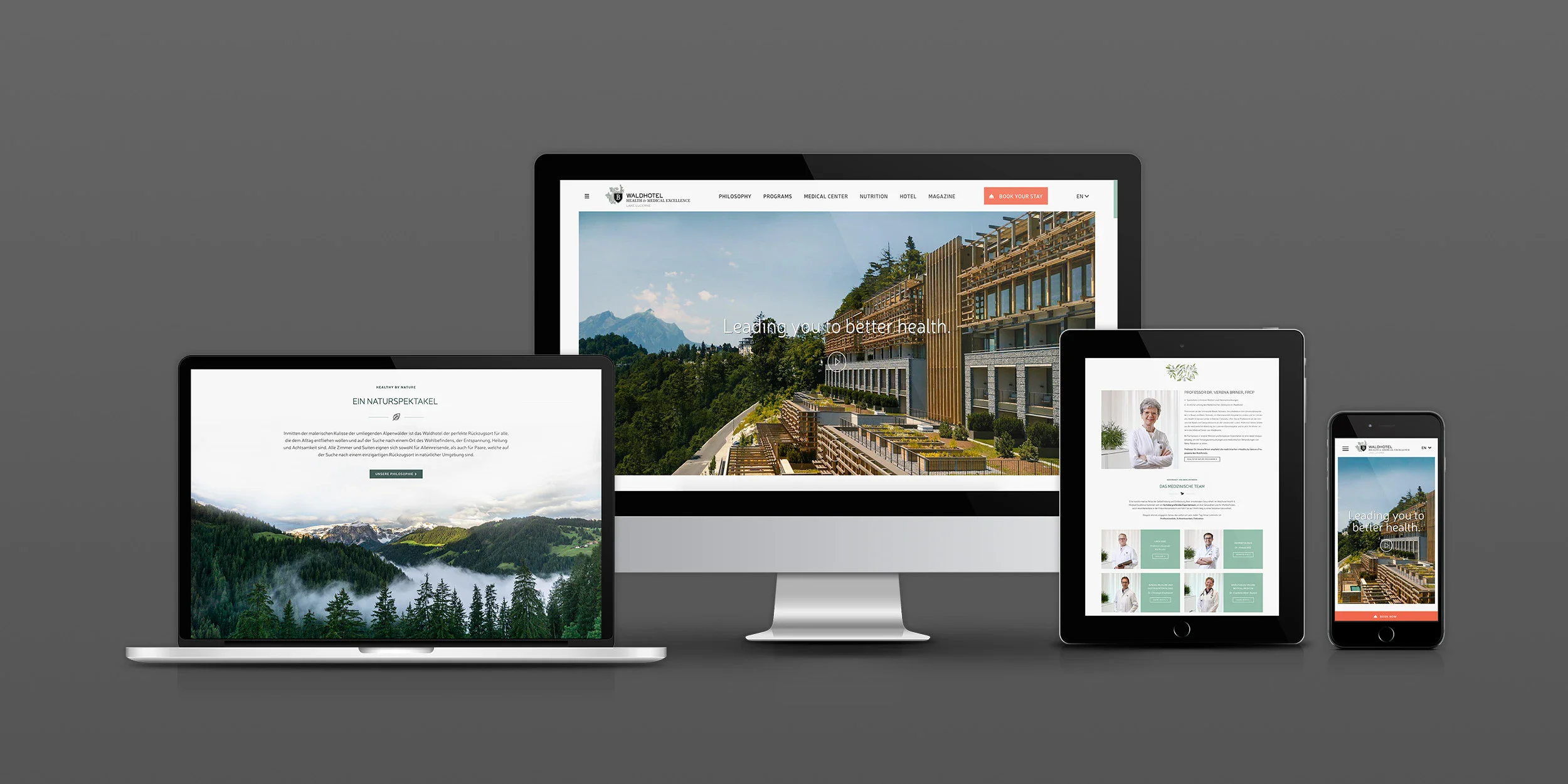 Bürgenstock Waldhotel Internetseite von Bürgenstock Waldhotel auf mehreren Devices