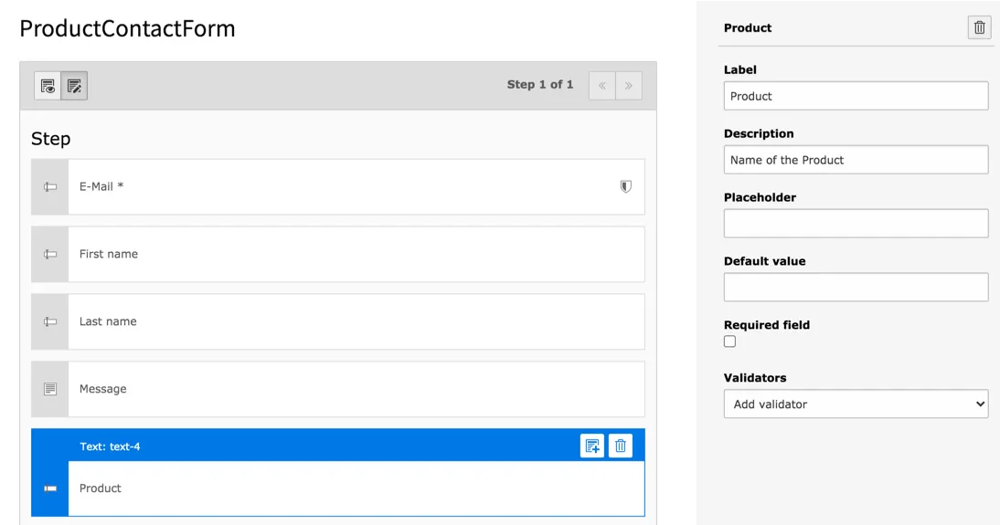 Neues Feld im Form Editor