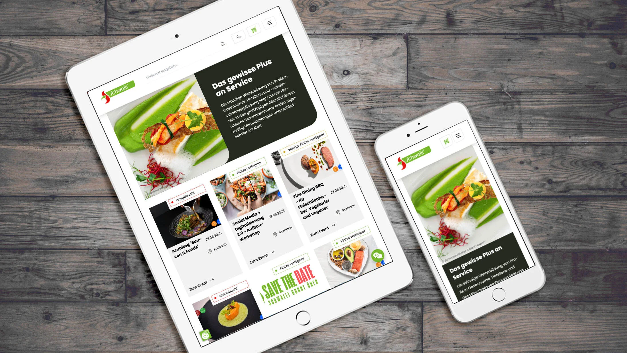 Service-Bund Tablet und Smartphone mit Eventdatenbank