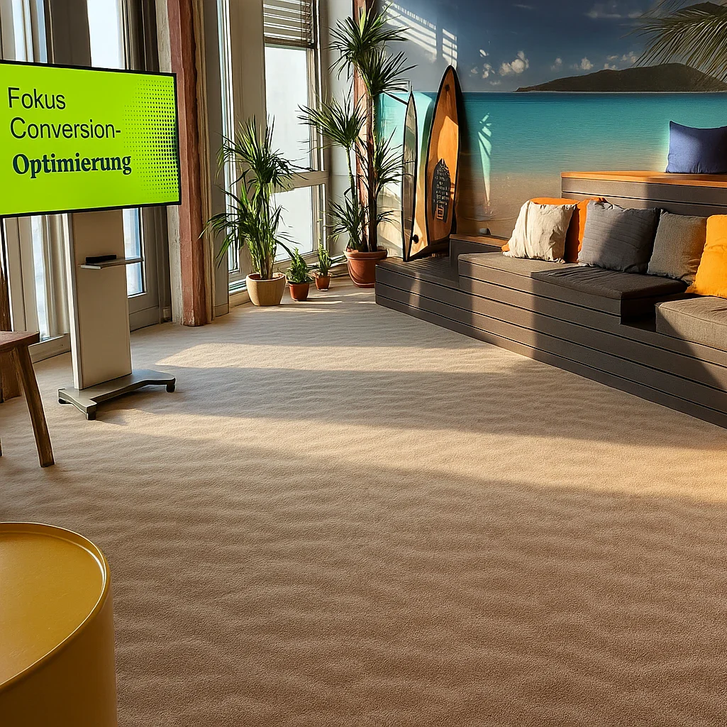 Beach Club Conversion Workshop 3 Personen sitzen vor ihren Laptops in einem Konferenzraum